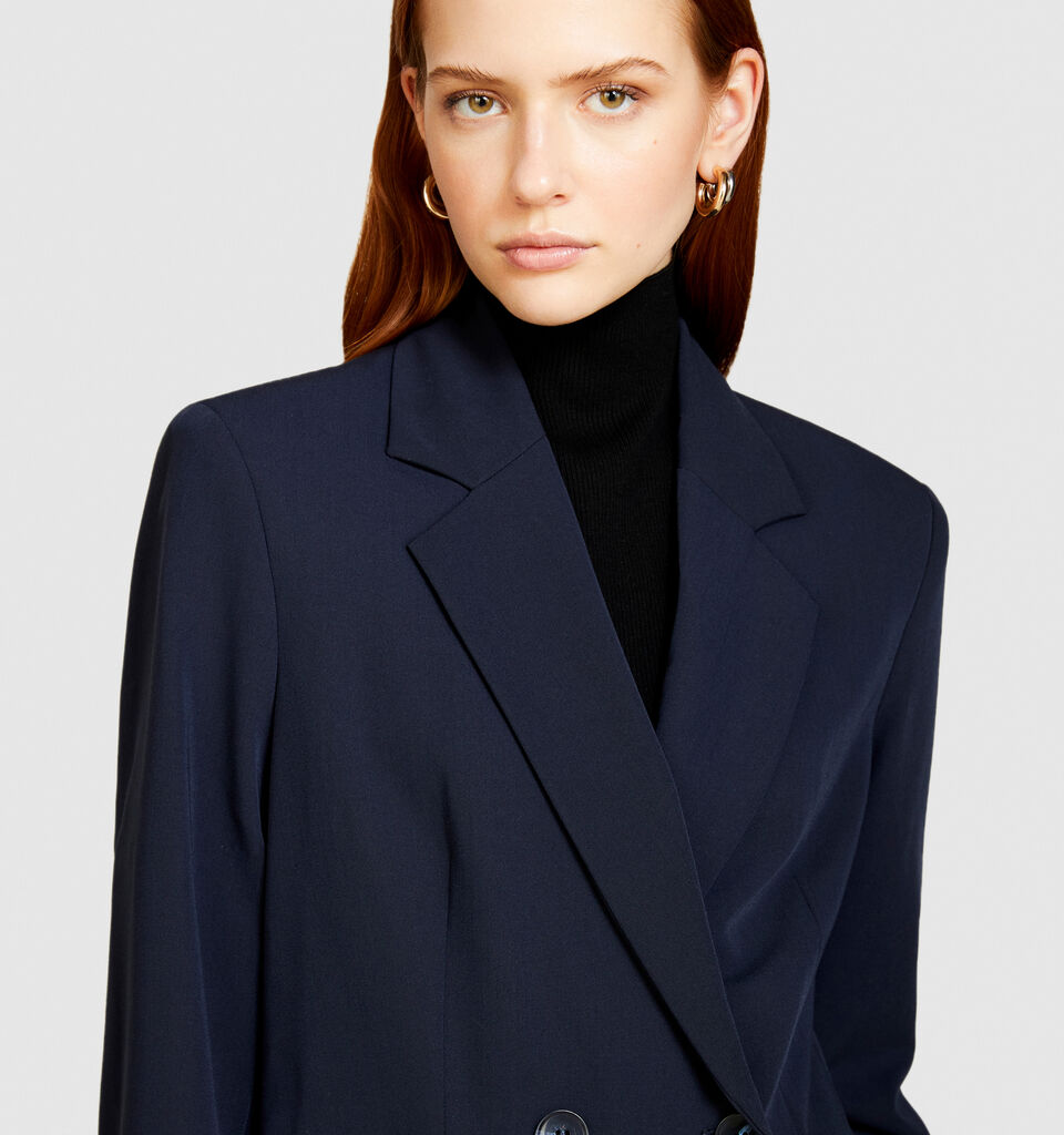 Double-breasted slim fit blazer - women's blazers - Dark Blue | Sisley image number 5